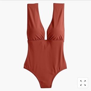 Plunge V-neck one-piece swimsuit
